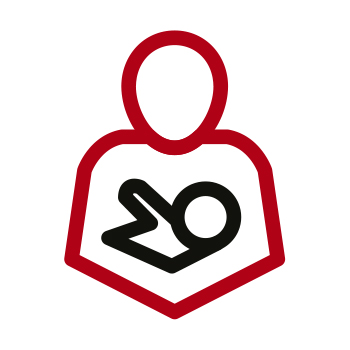 Icon mit Kinderbetreuung mit Kleinkind auf Arm